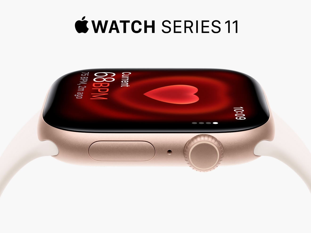 Apple Watch Series 11 with 46mm rose gold aluminum case. 